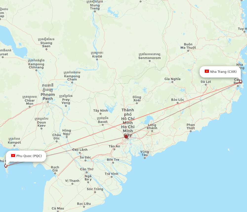 All Flight Routes From Nha Trang To Phu Quoc Cxr To Pqc Flight Routes