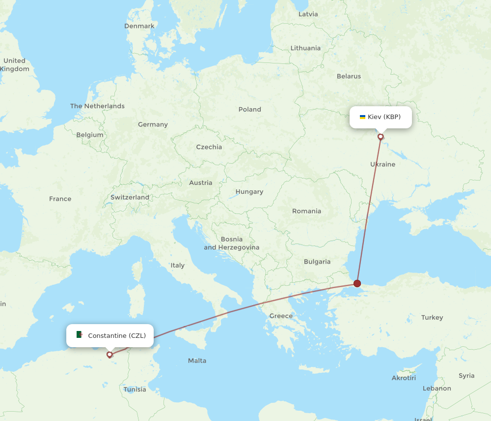 Flights From Constantine To Kiev Kyiv Czl To Kbp Flight Routes