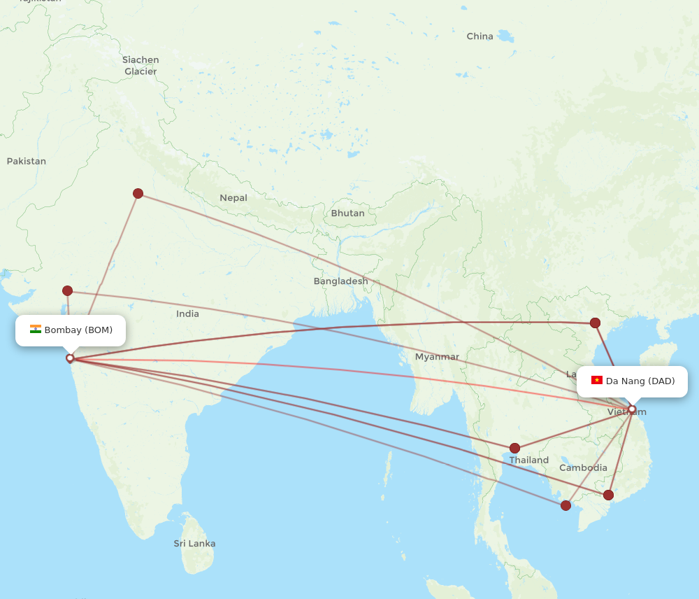 All Flight Routes From Da Nang To Mumbai Dad To Bom Flight Routes