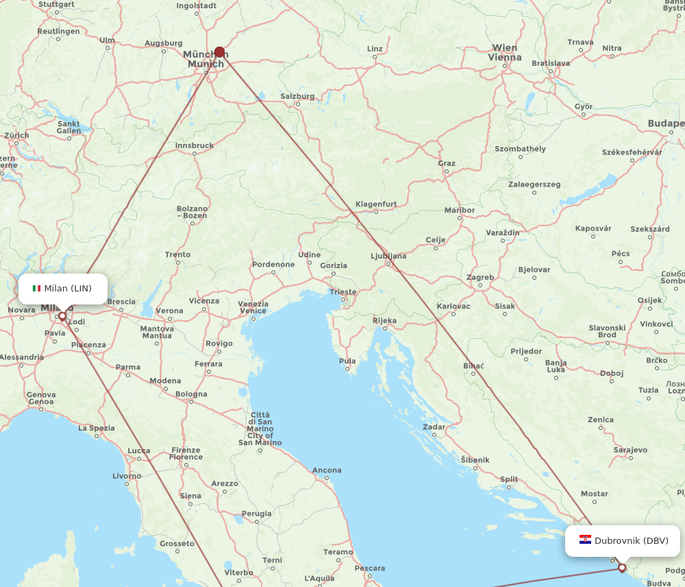 All Flight Routes From Dubrovnik To Milan Dbv To Lin Flight Routes