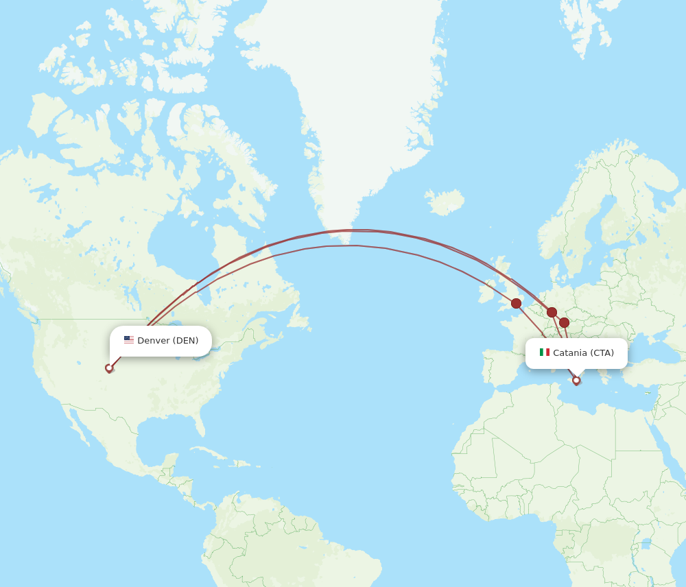 All Flight Routes From Denver To Catania DEN To CTA Flight Routes