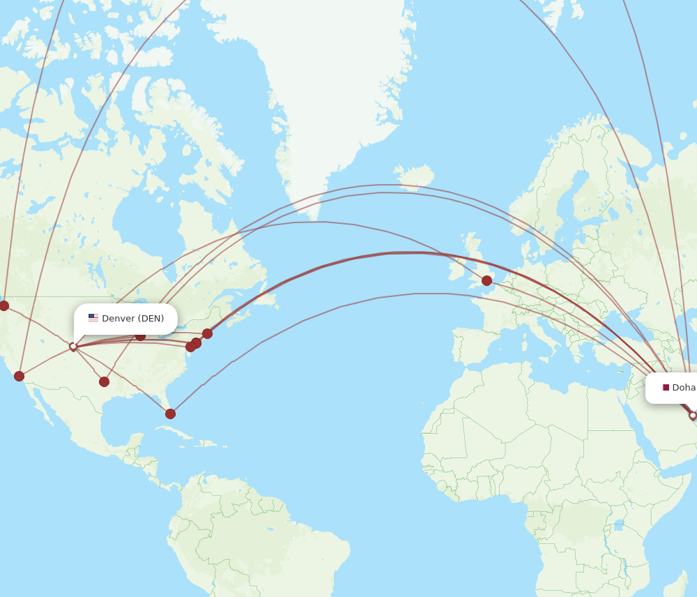 All Flight Routes From Denver To Doha Den To Doh Flight Routes