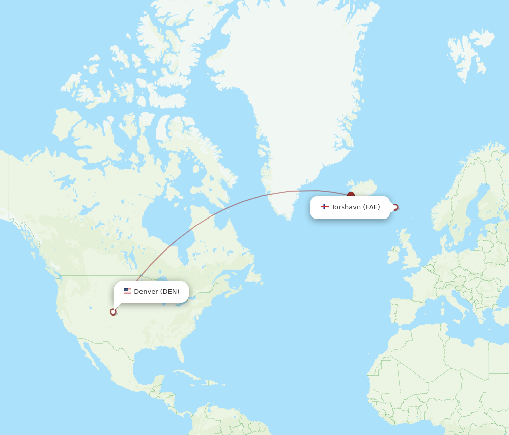 All Flight Routes From Denver To Faroe Islands DEN To FAE Flight Routes