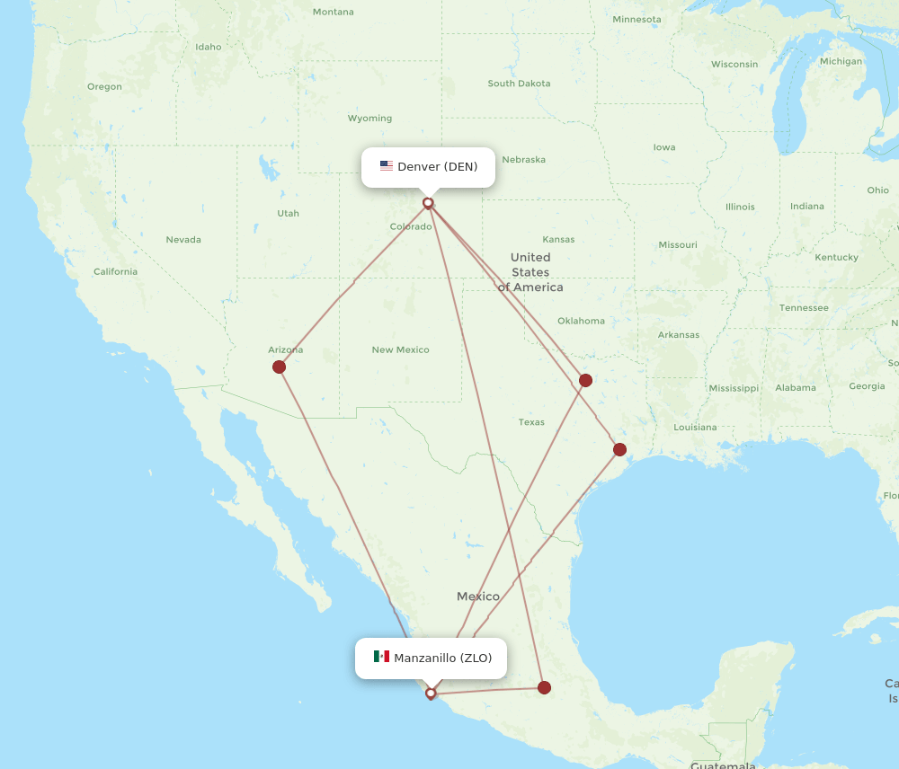 All Flight Routes From Denver To Manzanillo Den To Zlo Flight Routes