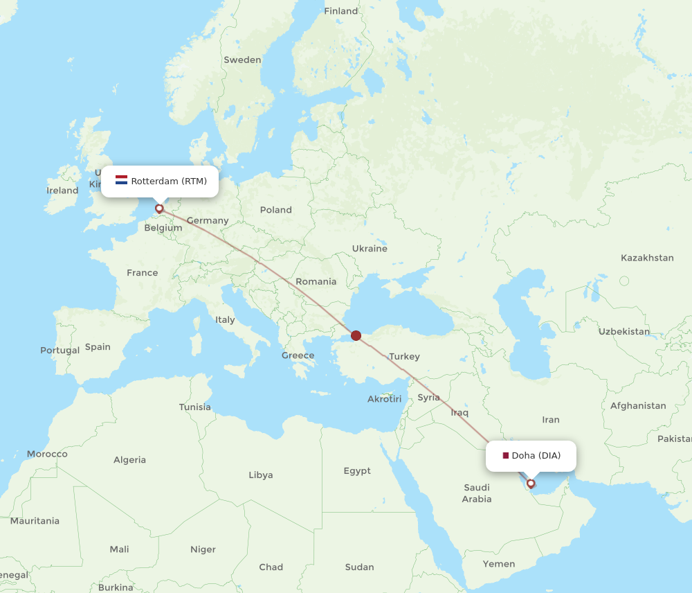 Flights From Doha To Rotterdam Dia To Rtm Flight Routes