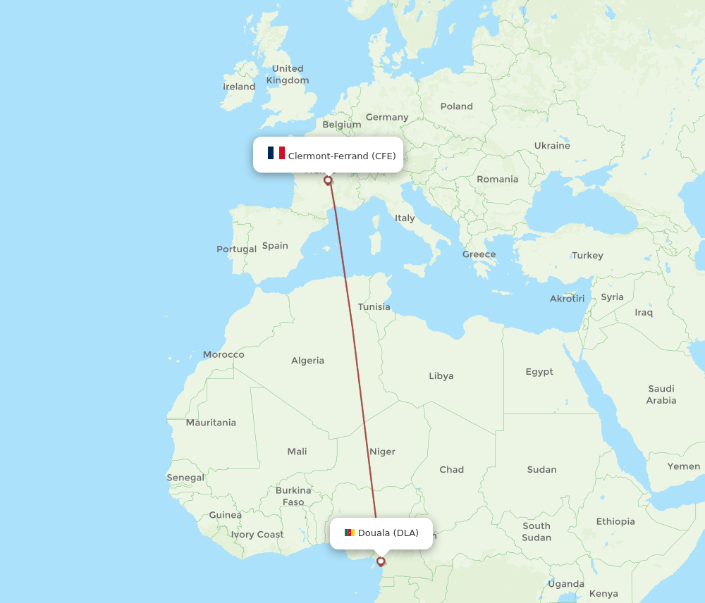 Flights From Douala To Clermont Ferrand Dla To Cfe Flight Routes