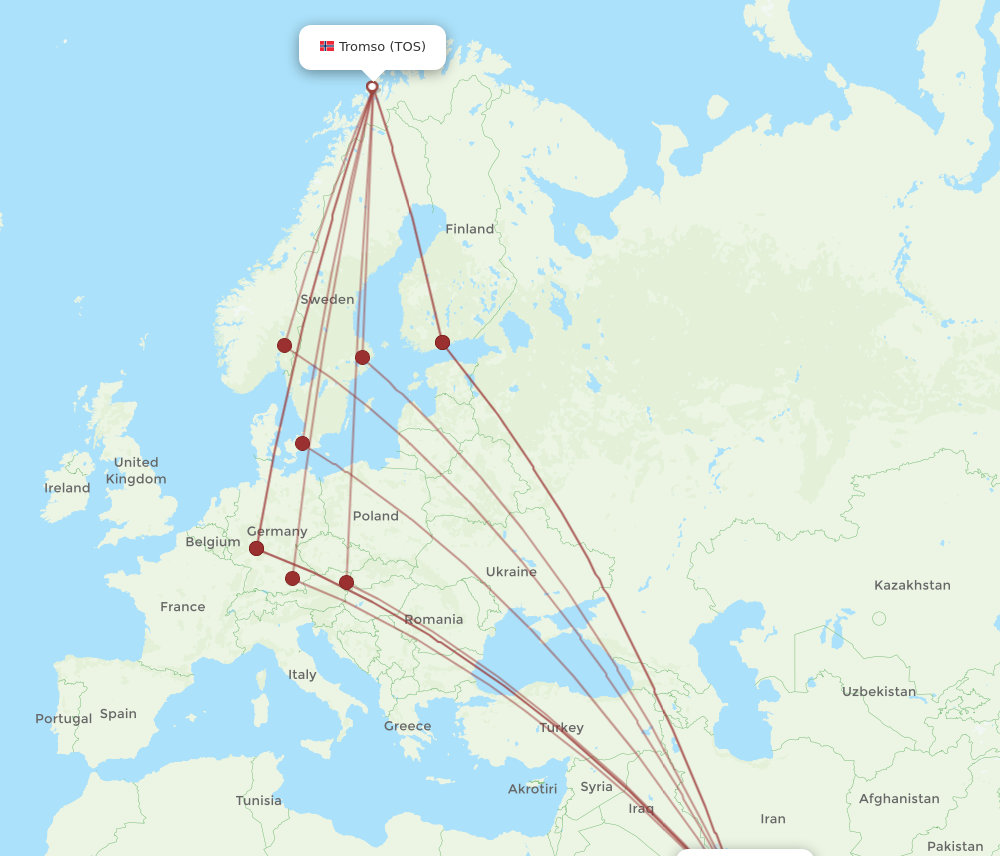 All Flight Routes From Doha To Tromso DOH To TOS Flight Routes