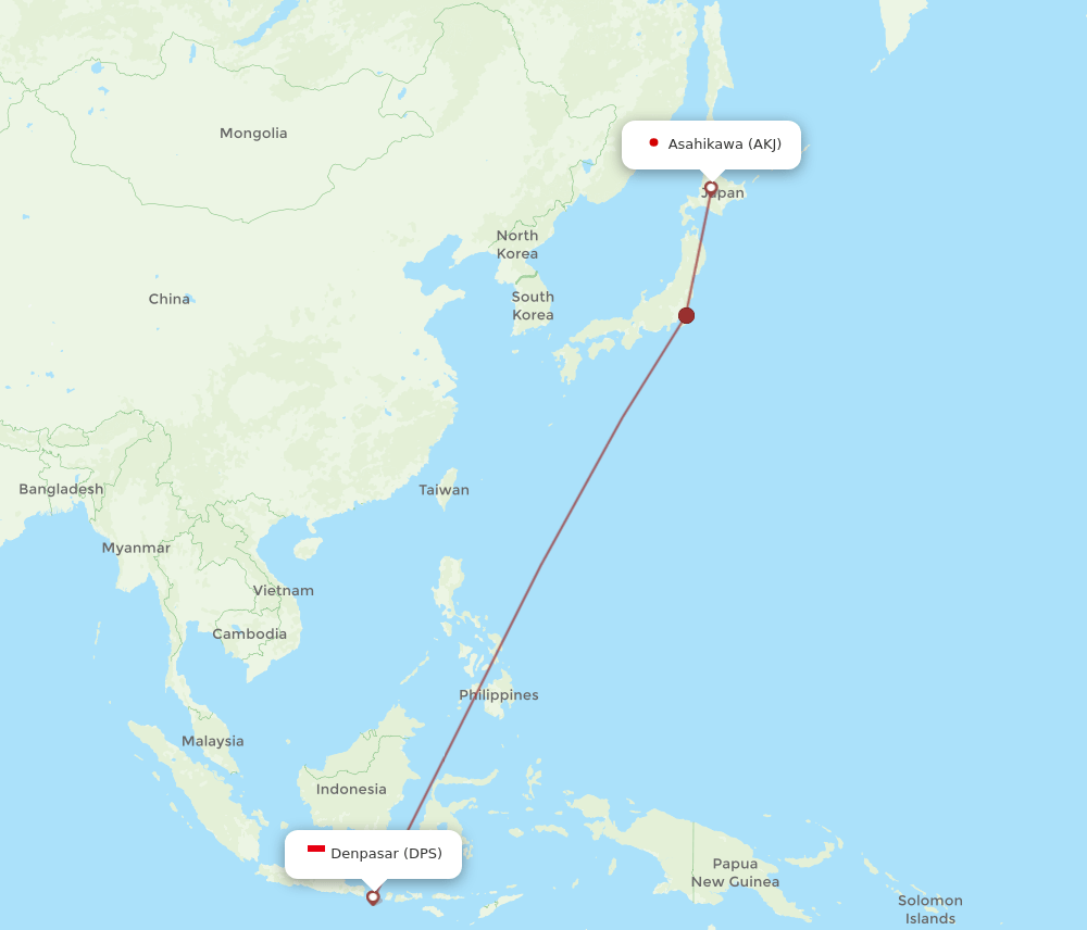 Flights From Denpasar To Asahikawa Dps To Akj Flight Routes