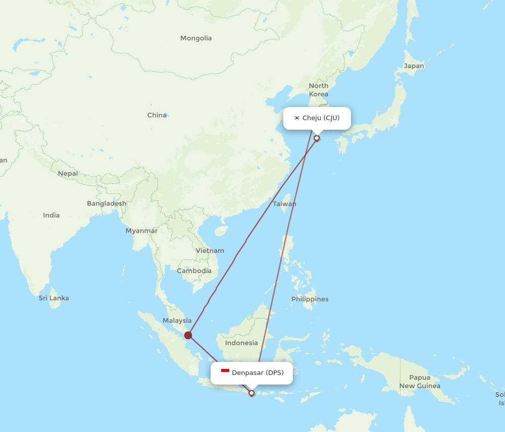 All Flight Routes From Denpasar To Jeju Dps To Cju Flight Routes