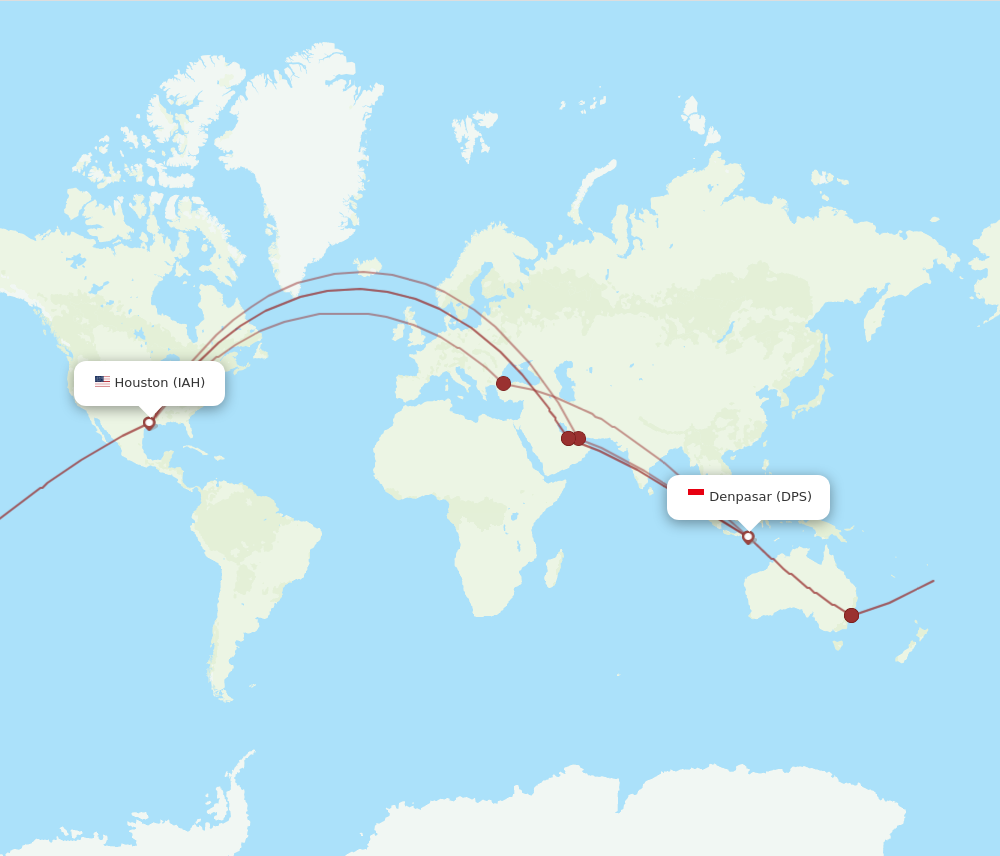 All Flight Routes From Denpasar To Houston DPS To IAH Flight Routes