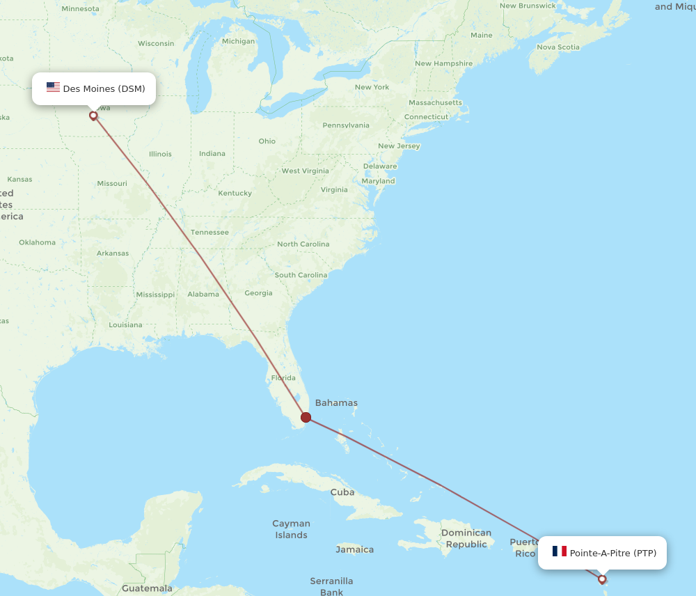 Flights From Pointe A Pitre To Des Moines PTP To DSM Flight Routes