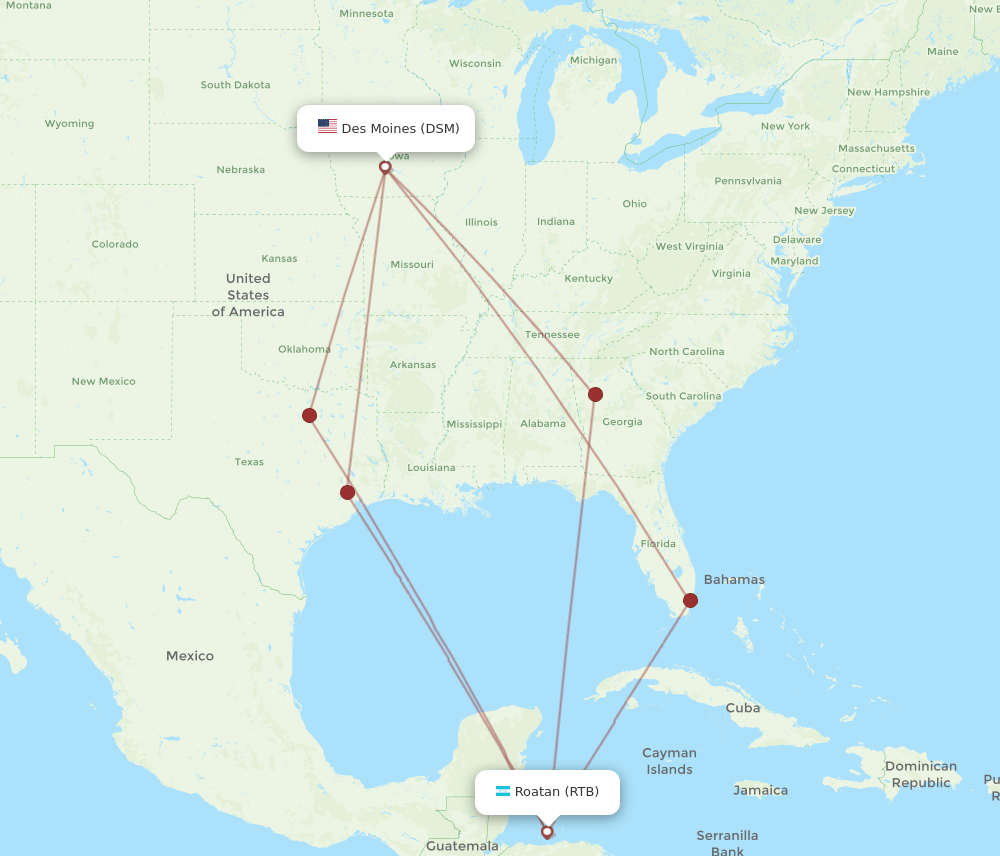 Flights From Des Moines To Roatan Dsm To Rtb Flight Routes