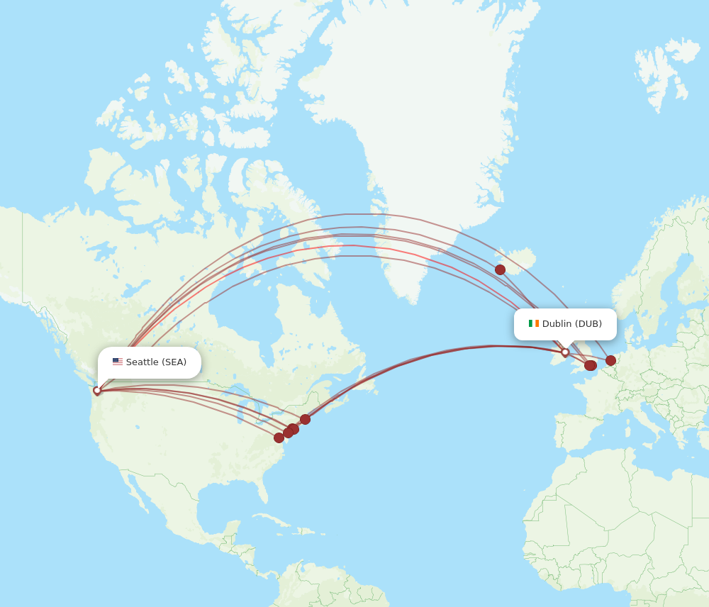 All Flight Routes From Dublin To Seattle DUB To SEA Flight Routes