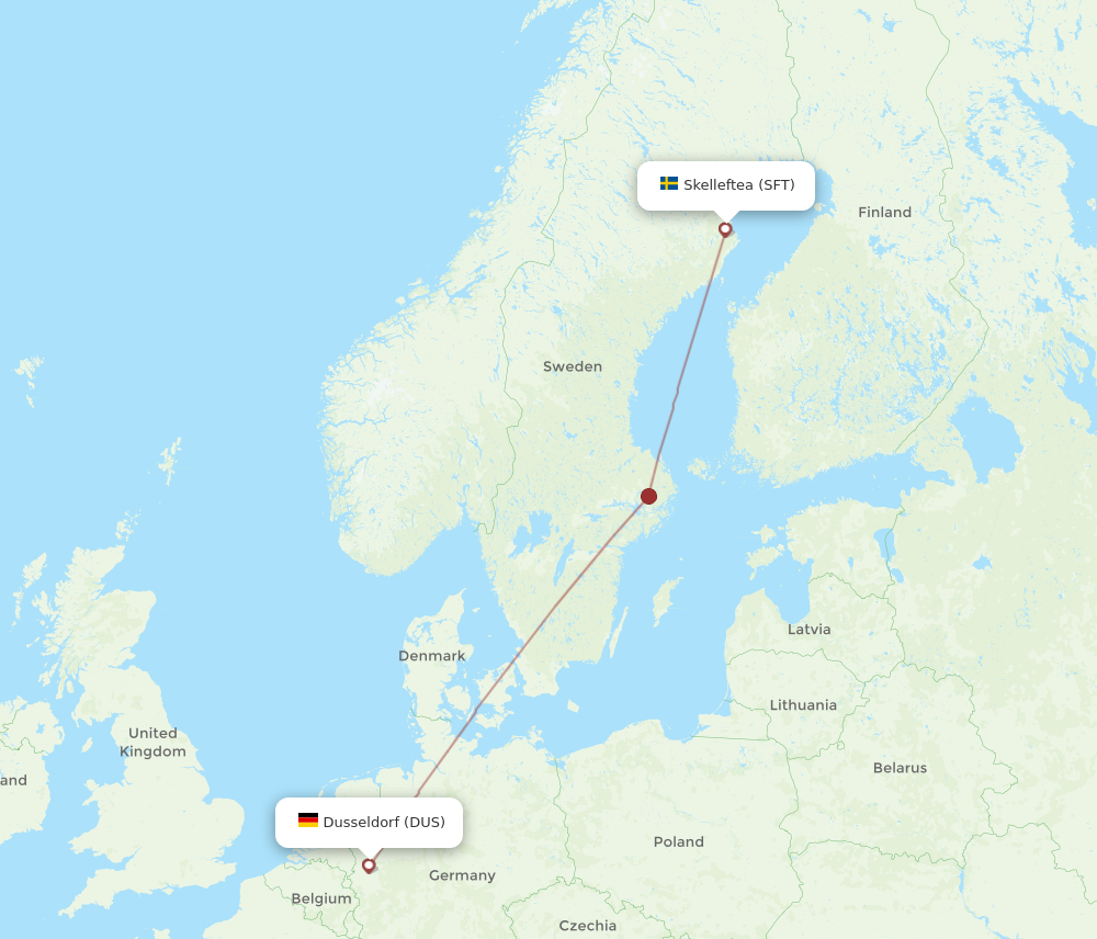 All Flight Routes From Dusseldorf To Skelleftea Dus To Sft Flight Routes