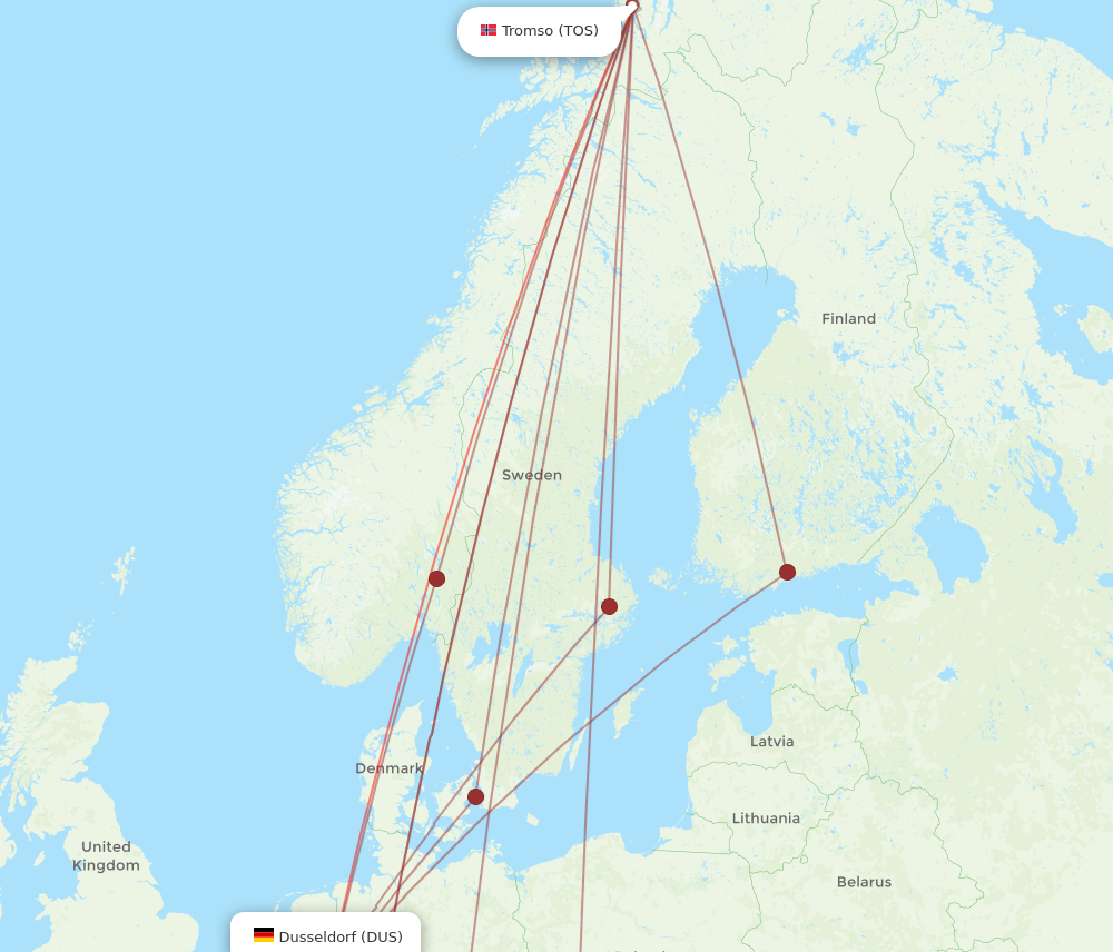 All Flight Routes From Dusseldorf To Tromso Dus To Tos Flight Routes