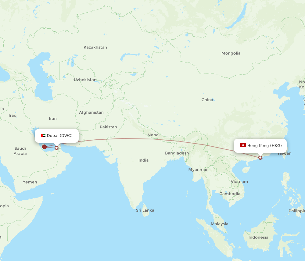 All Flight Routes From Dubai To Hong Kong Dwc To Hkg Flight Routes