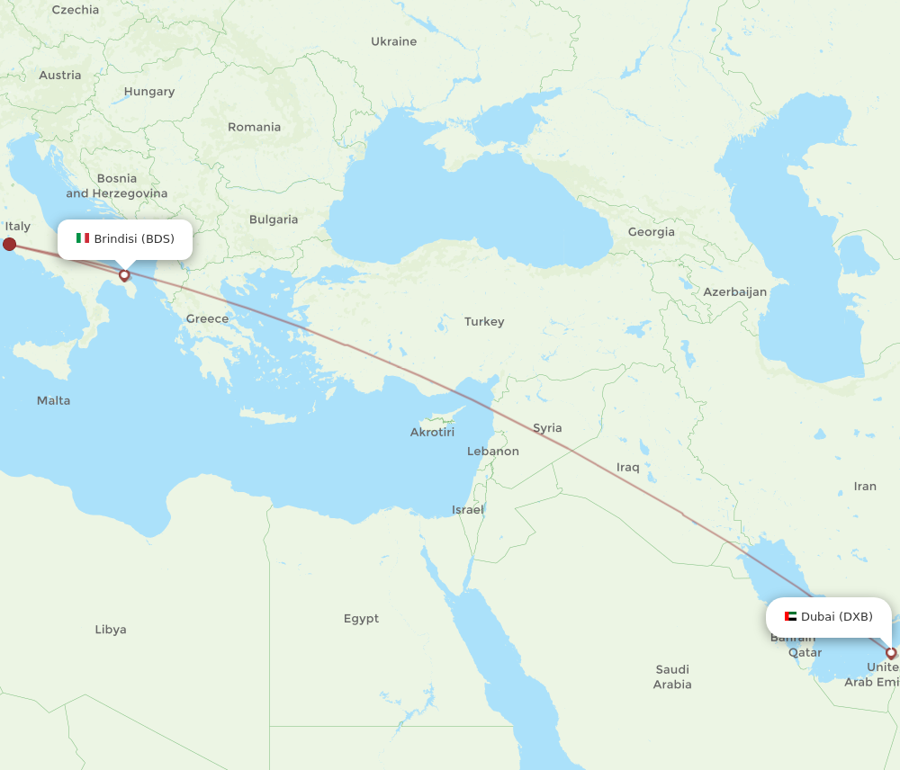 All Flight Routes From Dubai To Brindisi DXB To BDS Flight Routes