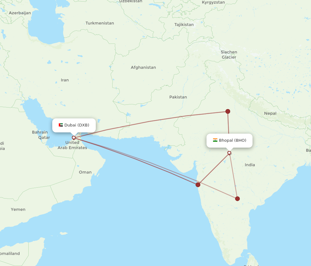 All Flight Routes From Dubai To Bhopal Dxb To Bho Flight Routes