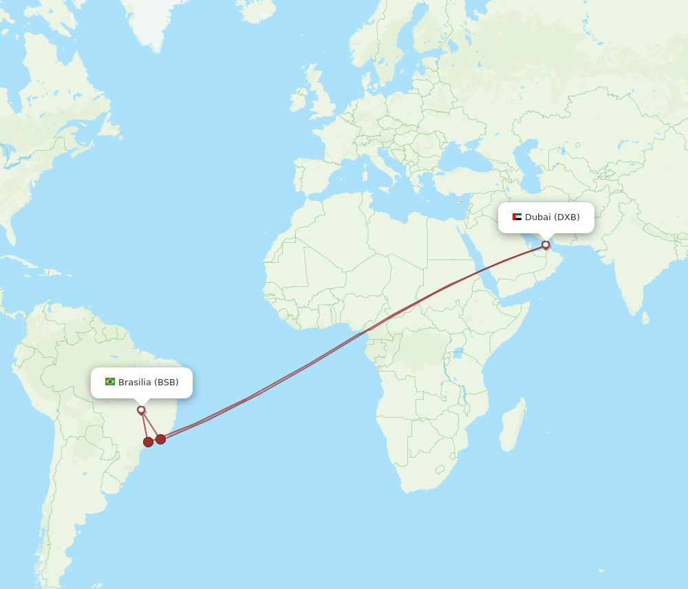 All Flight Routes From Dubai To Brasilia Dxb To Bsb Flight Routes