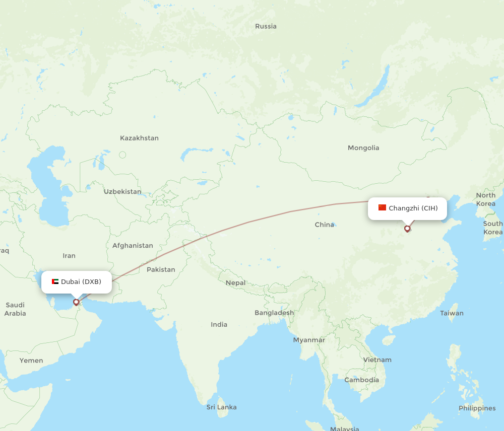 All Flight Routes From Dubai To Changzhi Dxb To Cih Flight Routes