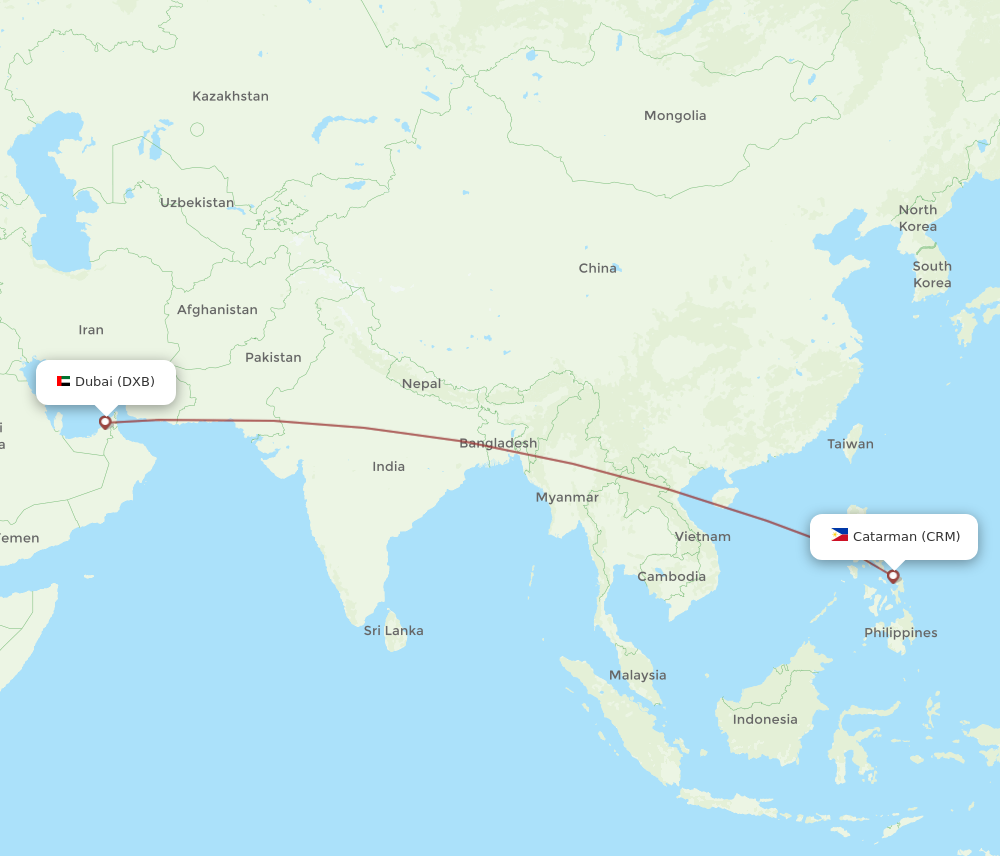 All Flight Routes From Dubai To Catarman DXB To CRM Flight Routes