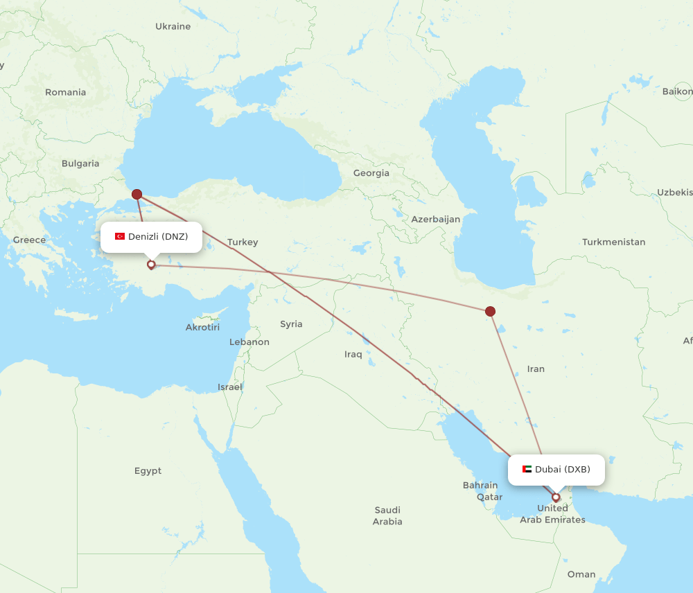 All Flight Routes From Dubai To Denizli Dxb To Dnz Flight Routes