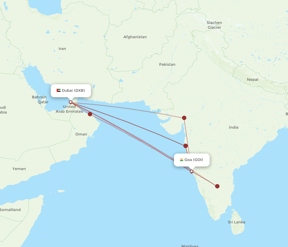 All Flight Routes From Dubai To Goa DXB To GOI Flight Routes