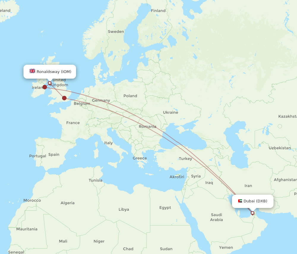 All Flight Routes From Dubai To Isle Of Man Dxb To Iom Flight Routes