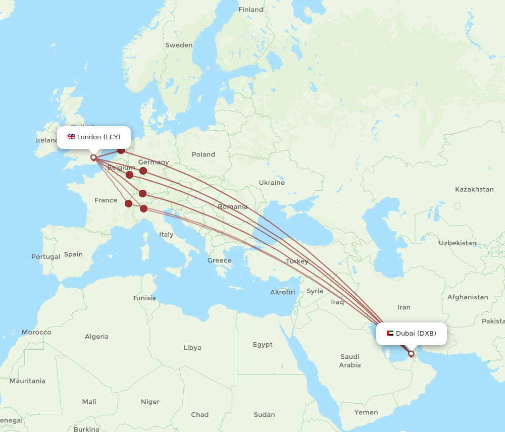 All Flight Routes From Dubai To London DXB To LCY Flight Routes