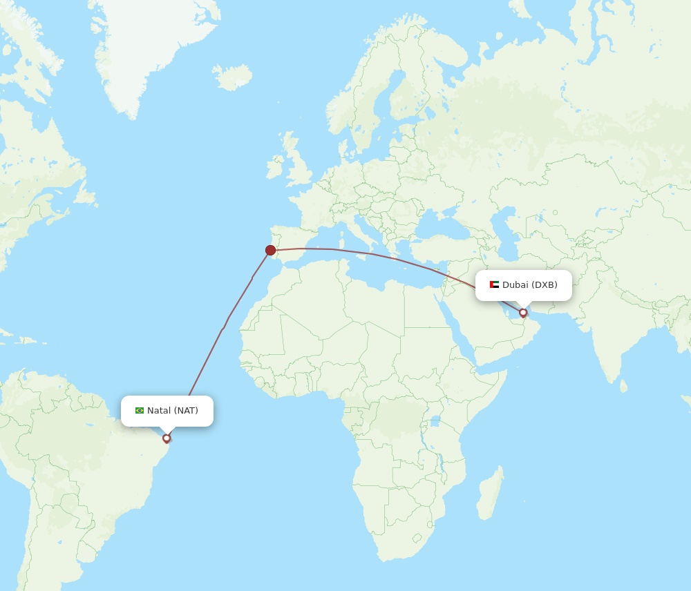 All Flight Routes From Dubai To Natal Dxb To Nat Flight Routes