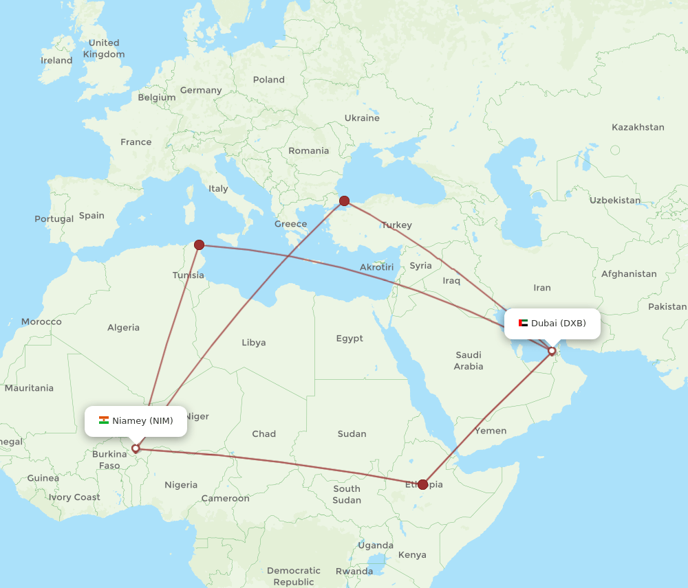 All Flight Routes From Dubai To Niamey Dxb To Nim Flight Routes