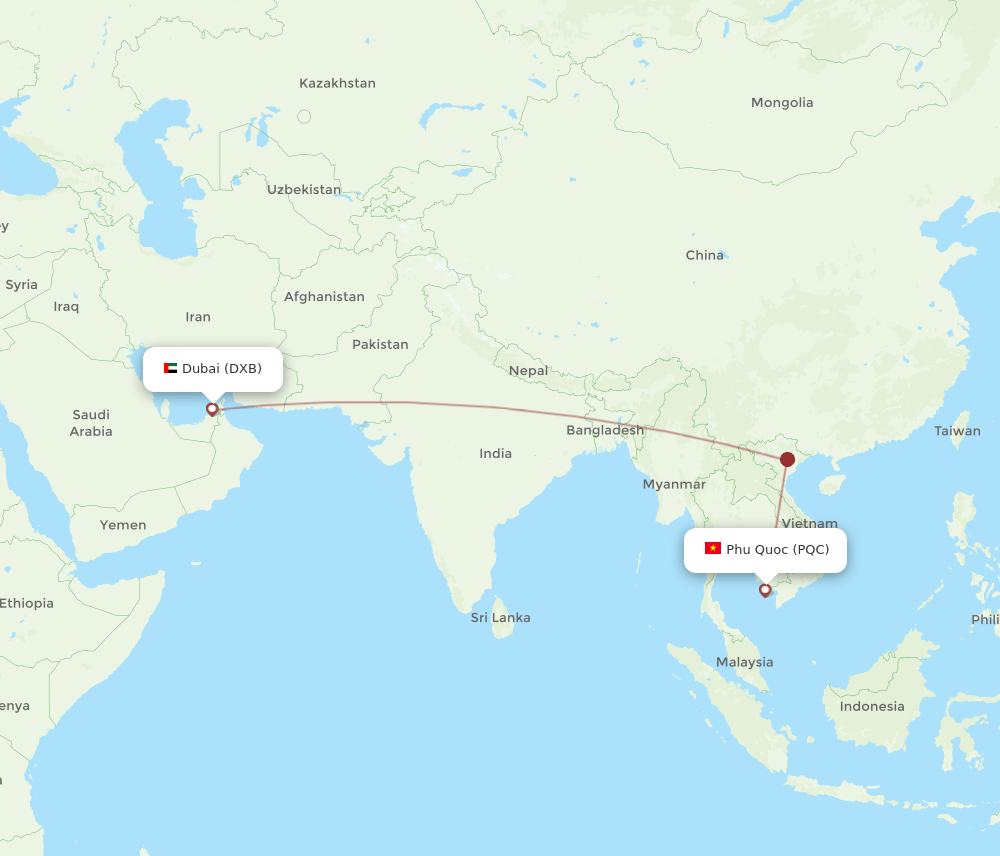 All Flight Routes From Dubai To Phu Quoc DXB To PQC Flight Routes