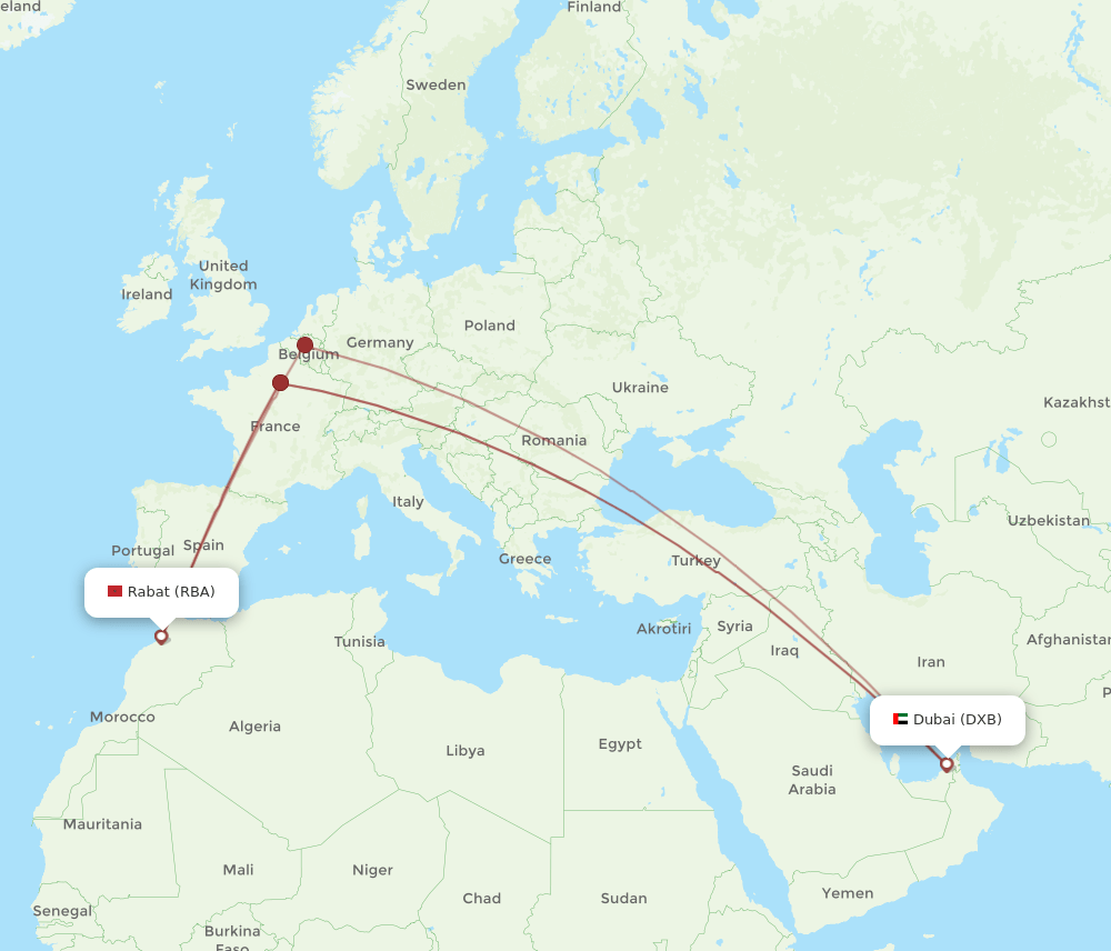 All Flight Routes From Dubai To Rabat DXB To RBA Flight Routes