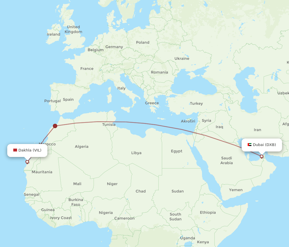 All Flight Routes From Dubai To Dakhla Dxb To Vil Flight Routes