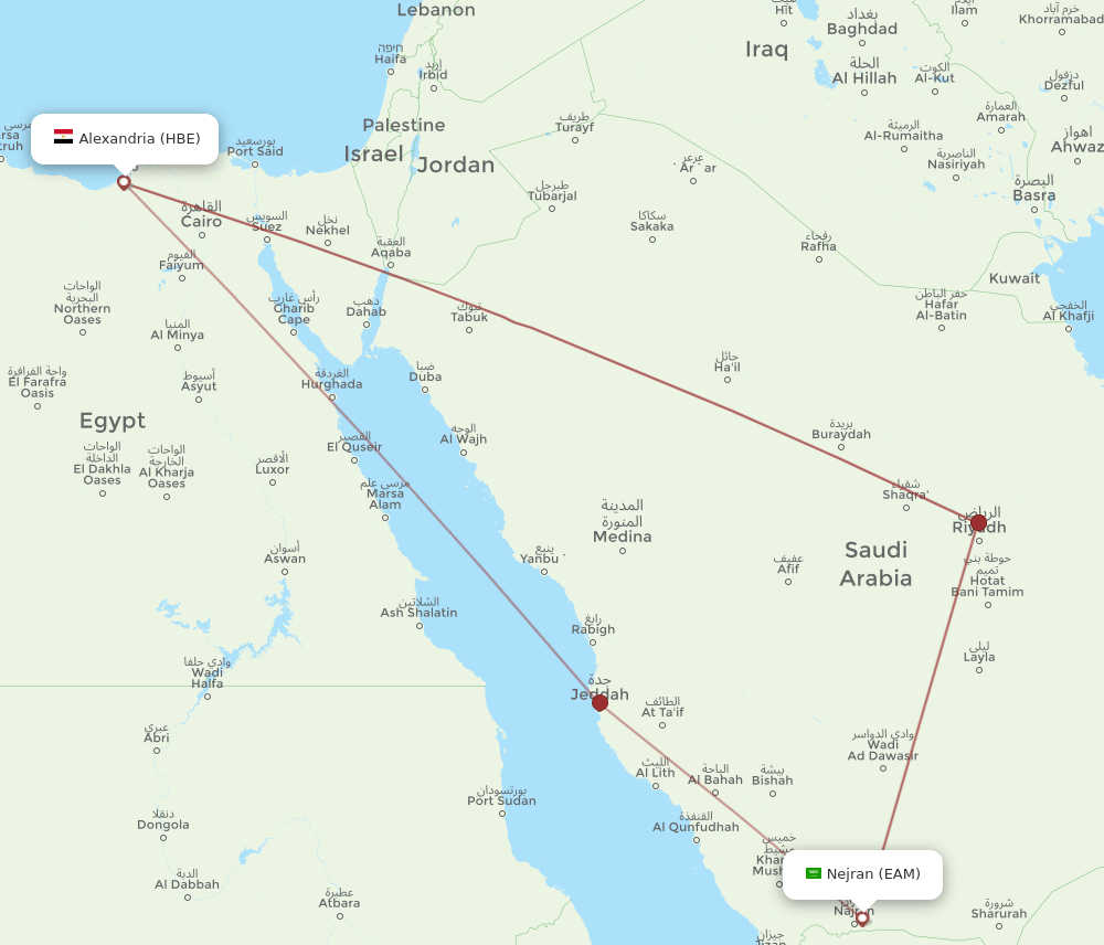 Flights From Nejran To Alexandria Eam To Hbe Flight Routes