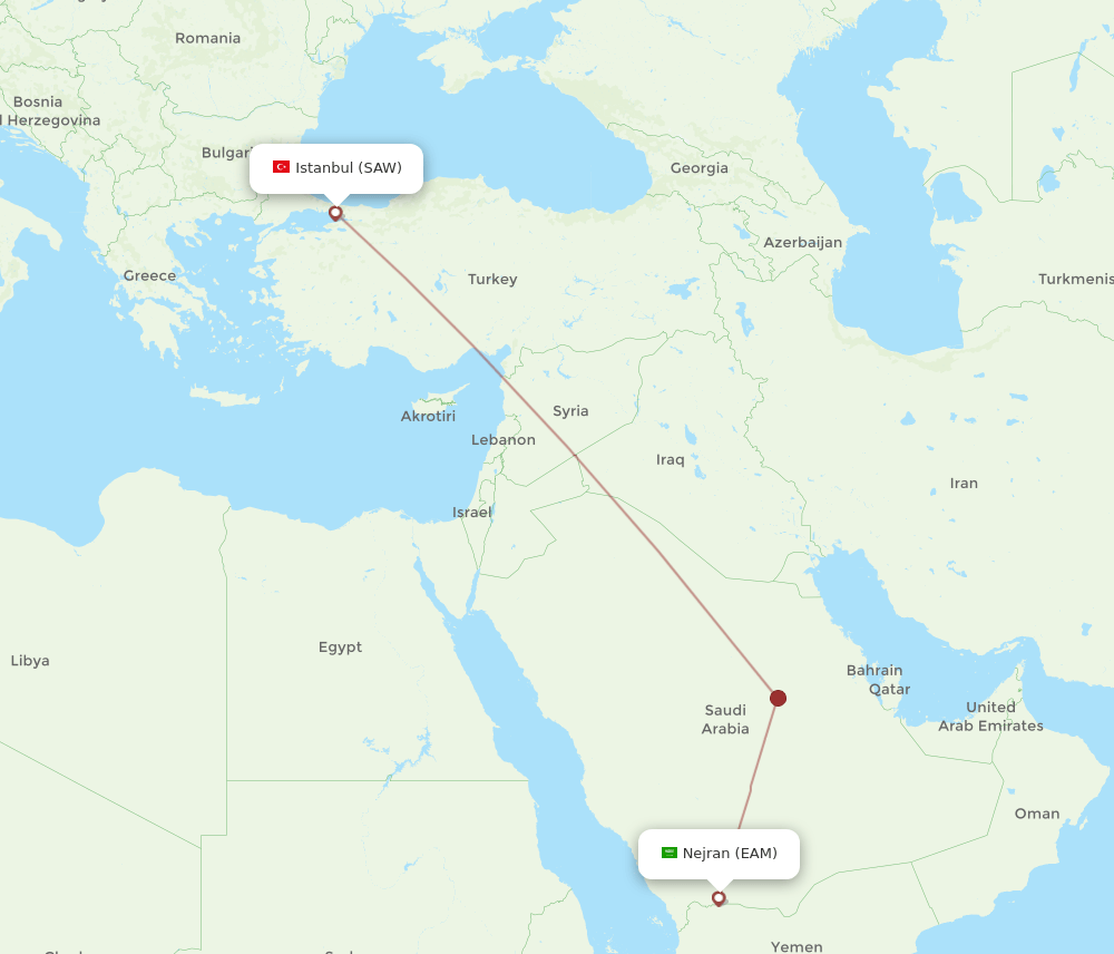 Flights From Nejran To Istanbul Eam To Saw Flight Routes