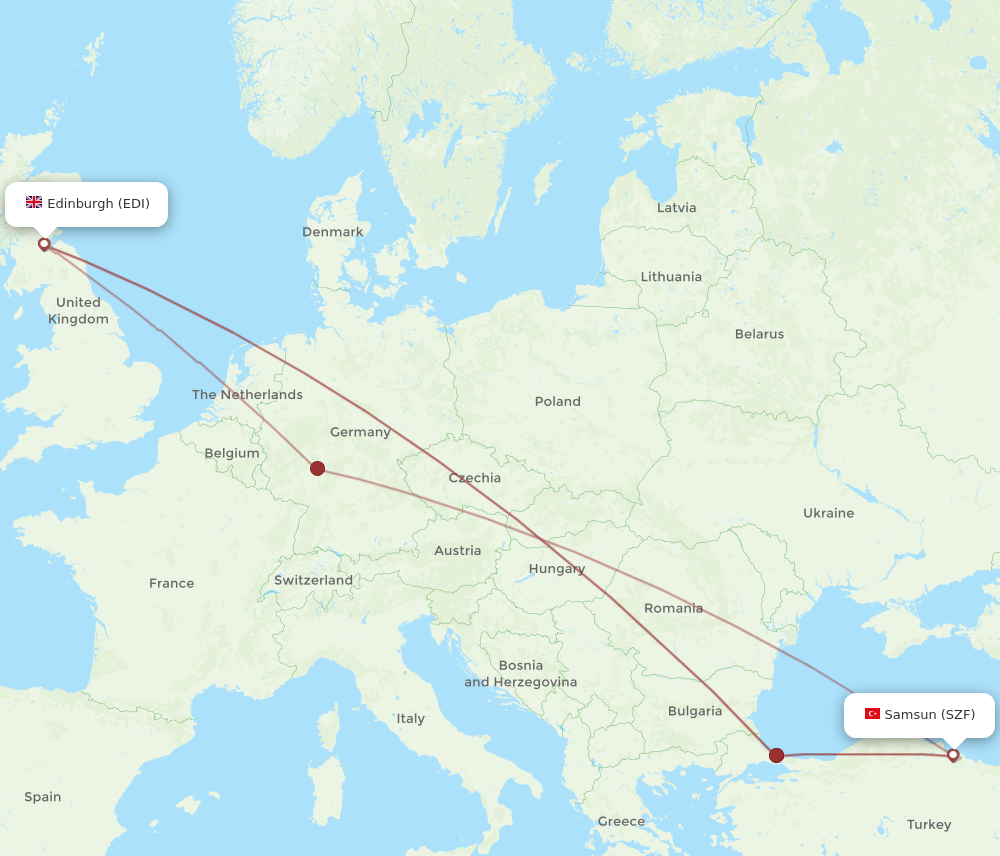 Flights From Edinburgh To Samsun Edi To Szf Flight Routes