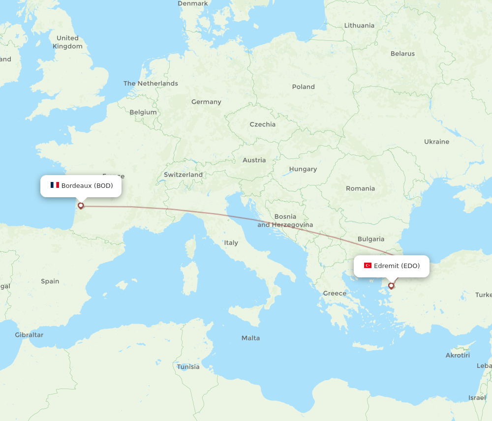 Flights From Edremit To Bordeaux Edo To Bod Flight Routes