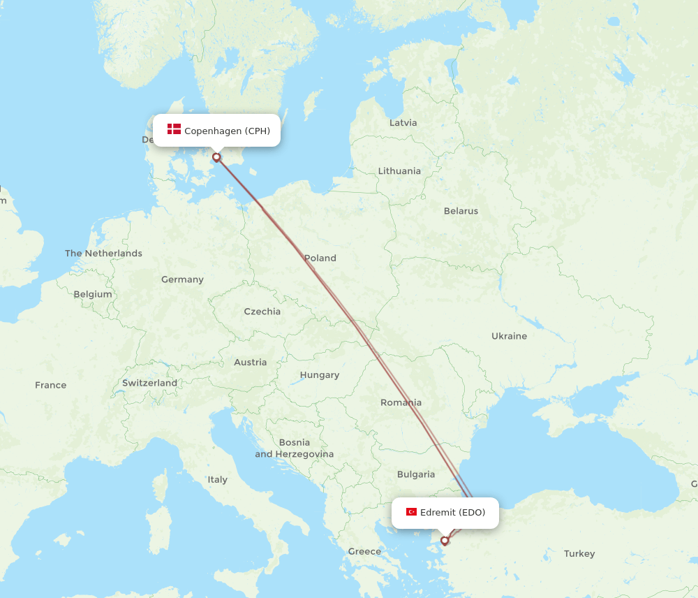 Flights From Edremit To Copenhagen Edo To Cph Flight Routes