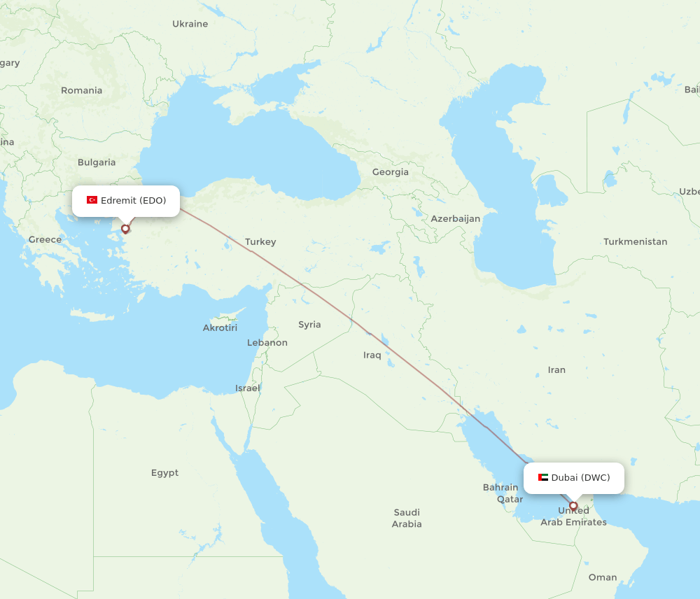 All Flight Routes From Edremit To Dubai EDO To DWC Flight Routes