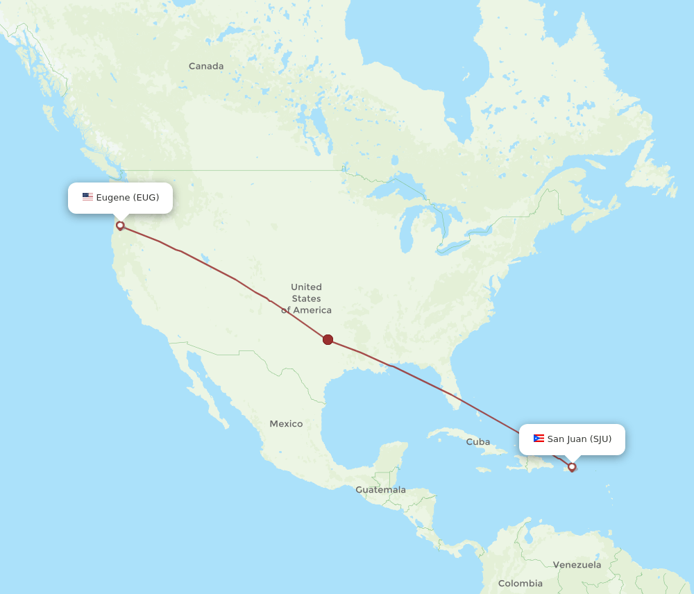 Flights From Eugene To San Juan EUG To SJU Flight Routes