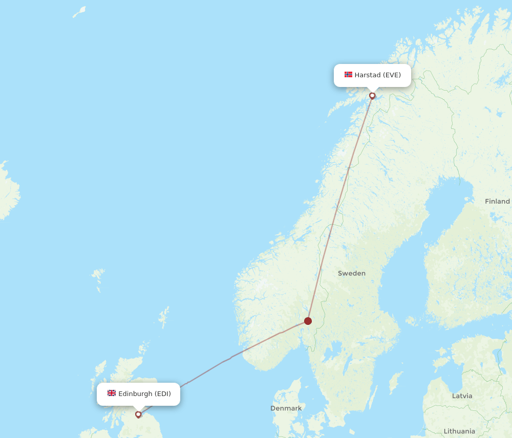 Flights From Harstad Narvik To Edinburgh EVE To EDI Flight Routes