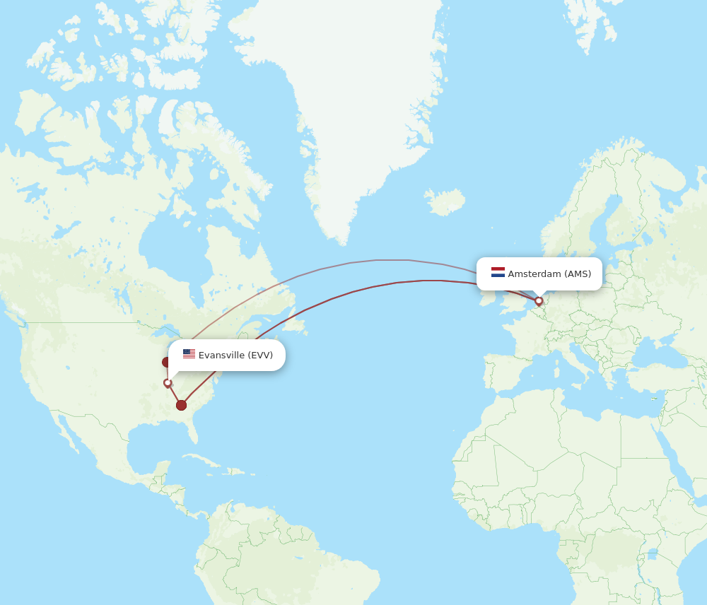 Flights From Evansville To Amsterdam EVV To AMS Flight Routes