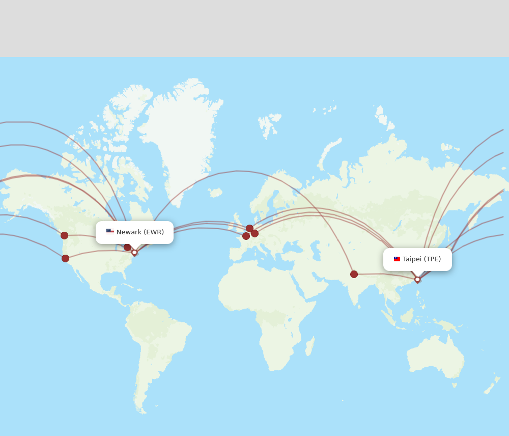 All Flight Routes From New York To Taipei Ewr To Tpe Flight Routes