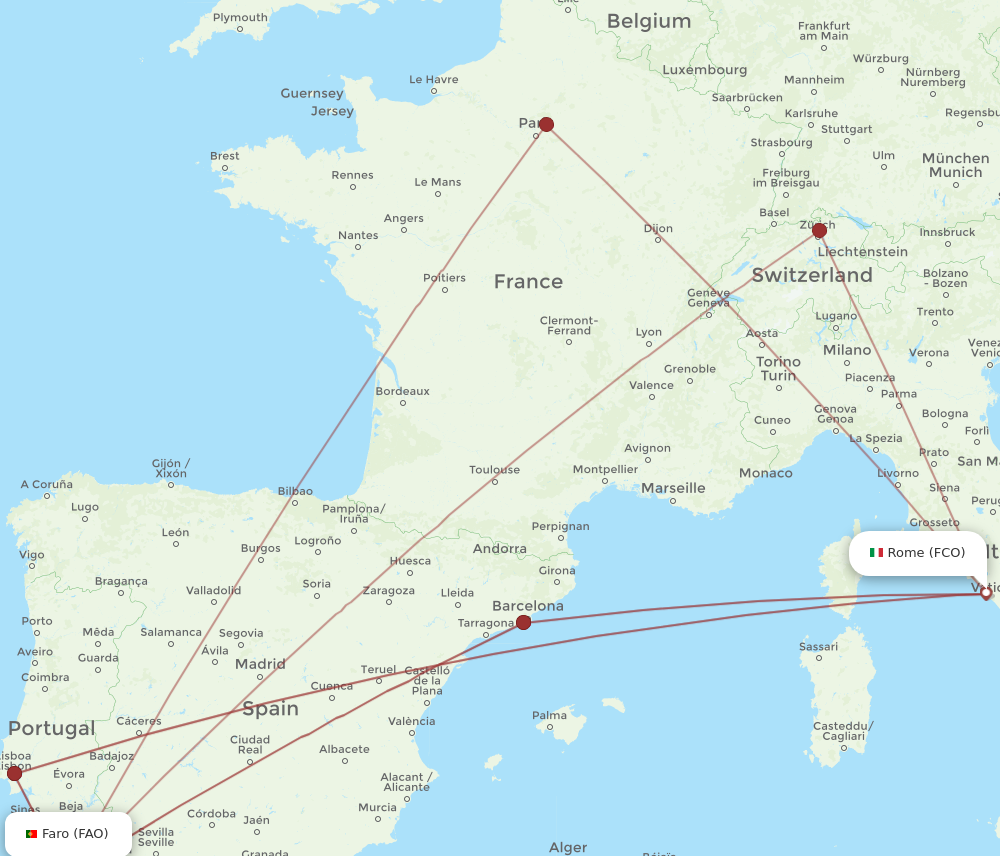 Flights From Faro To Rome FAO To FCO Flight Routes