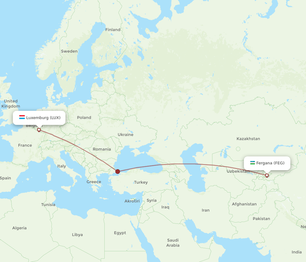 Flights From Fergana To Luxembourg Feg To Lux Flight Routes