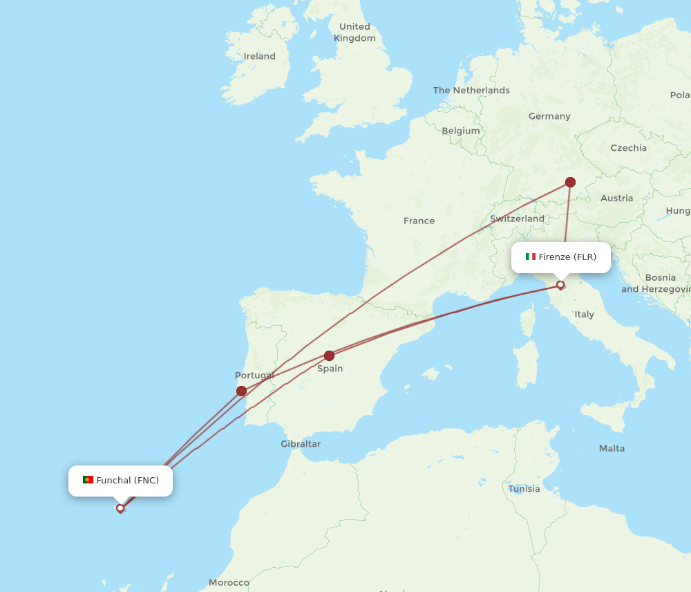 All Flight Routes From Florence To Funchal Flr To Fnc Flight Routes