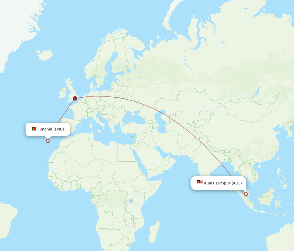 Flights From Funchal To Kuala Lumpur Fnc To Kul Flight Routes