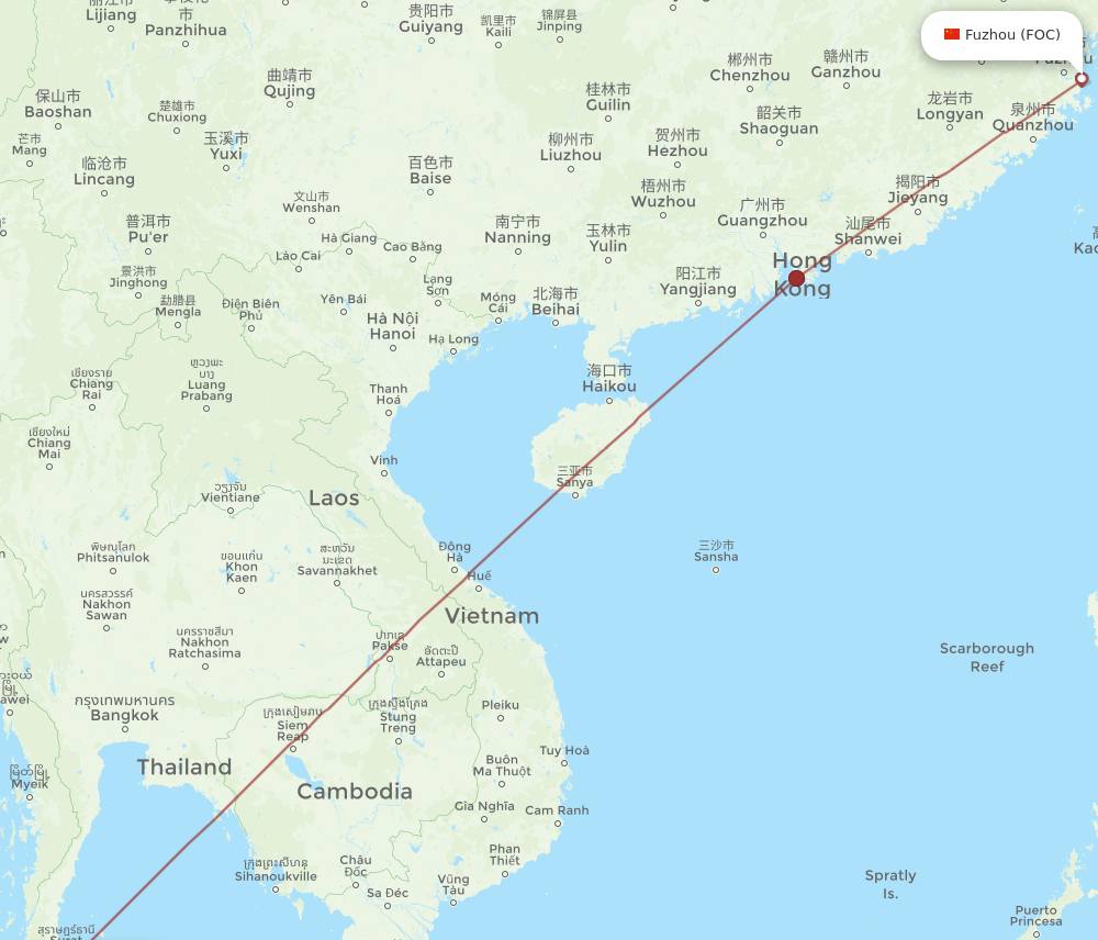 All Flight Routes From Fuzhou To Phuket FOC To HKT Flight Routes