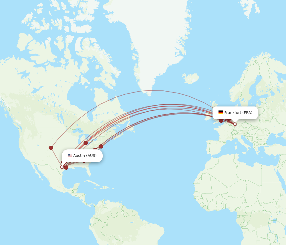 All Flight Routes From Frankfurt To Austin FRA To AUS Flight Routes